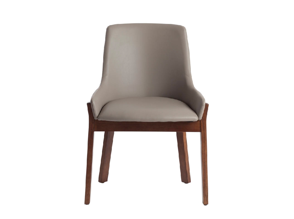 Chair upholstered in leatherette and Walnut colored wooden structure