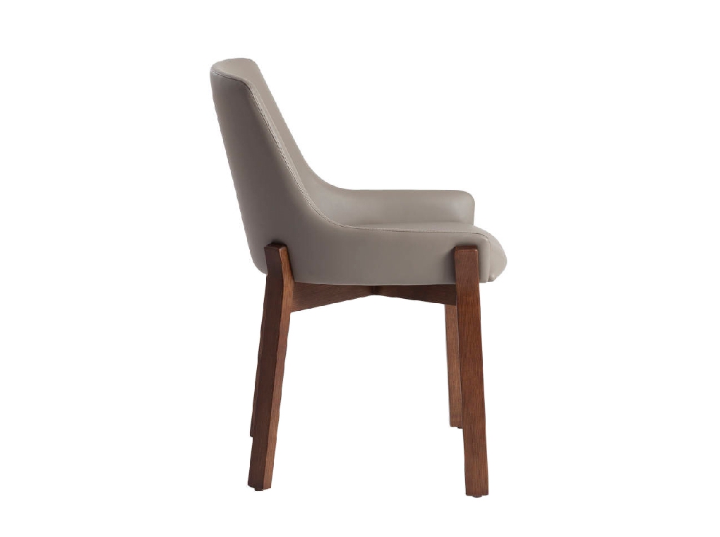 Chair upholstered in leatherette and Walnut colored wooden structure