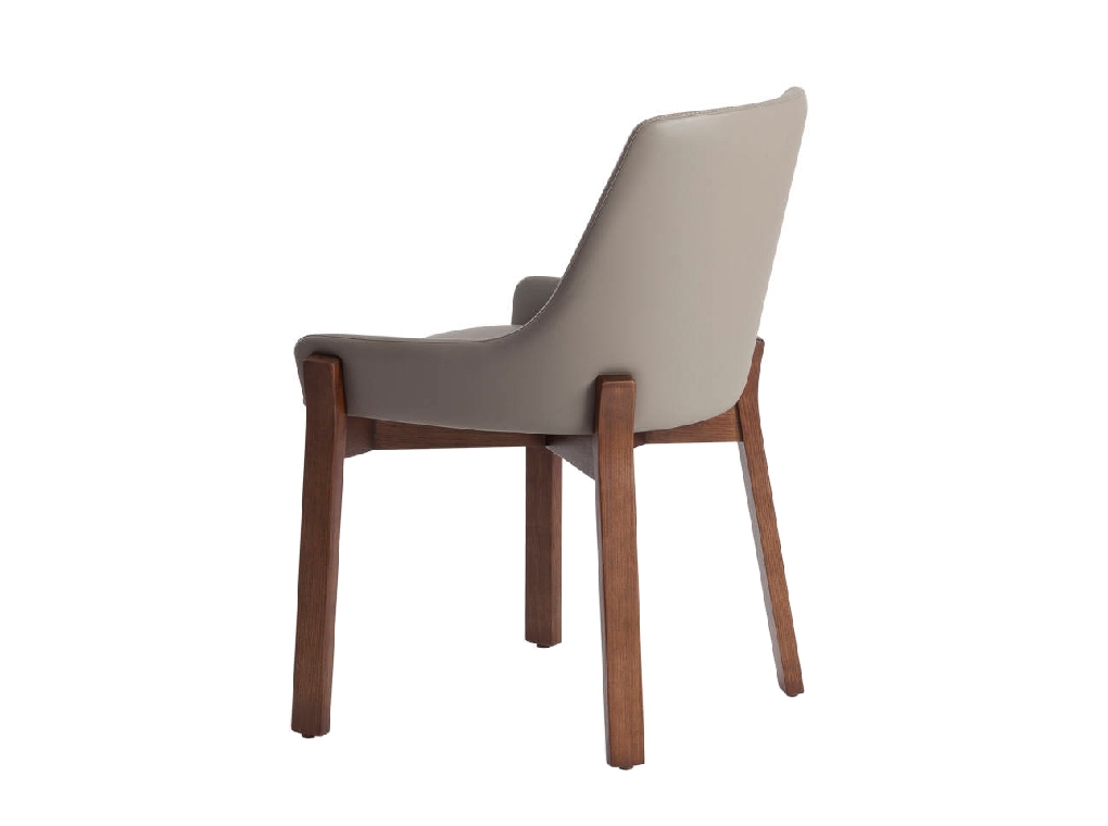 Chair upholstered in leatherette and Walnut colored wooden structure