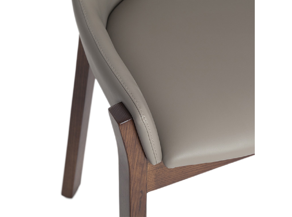 Chair upholstered in leatherette and Walnut colored wooden structure