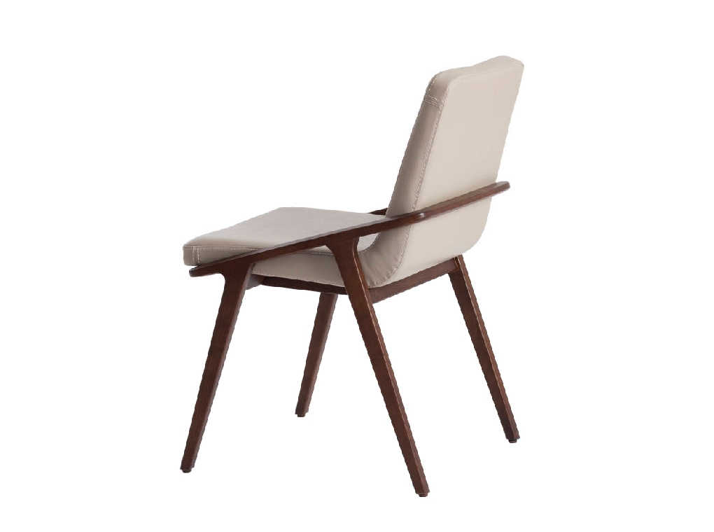 Chair upholstered in leatherette and solid walnut wood frame