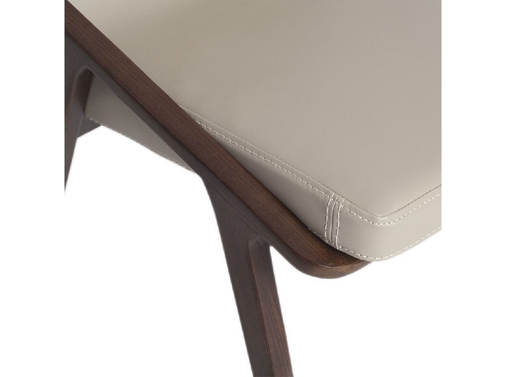 Chair upholstered in leatherette and solid walnut wood frame