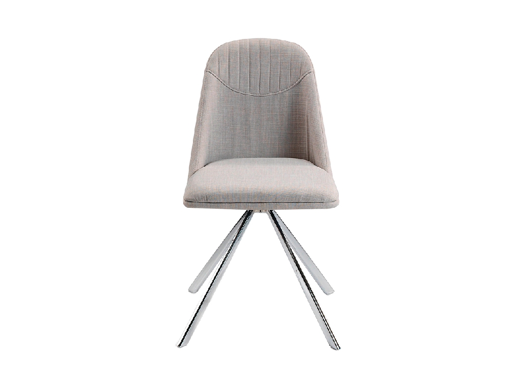 Swivel chair upholstered in fabric with chromed steel legs