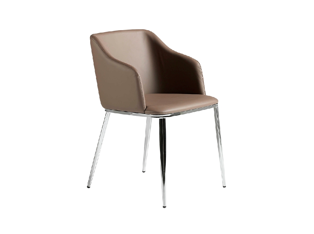 Chair upholstered in leatherette with chromed steel frame