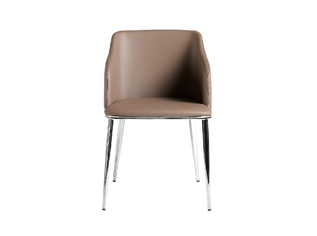 Chair upholstered in leatherette with chromed steel frame