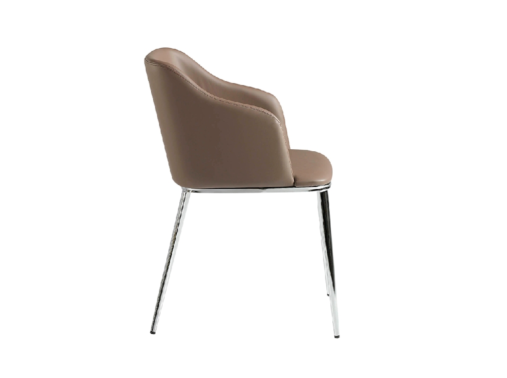 Chair upholstered in leatherette with chromed steel frame