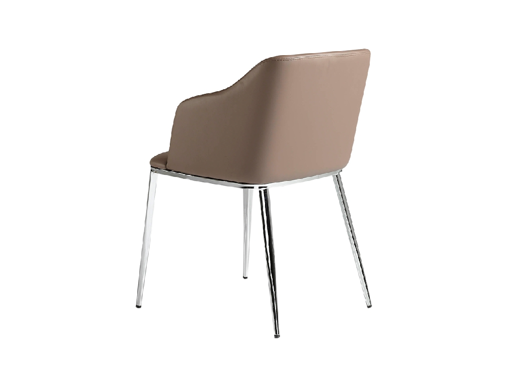 Chair upholstered in leatherette with chromed steel frame