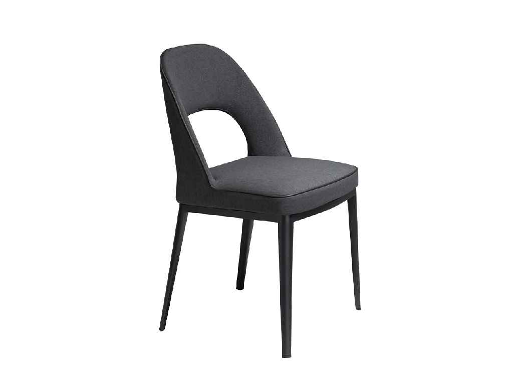 Chair upholstered in fabric with steel frame