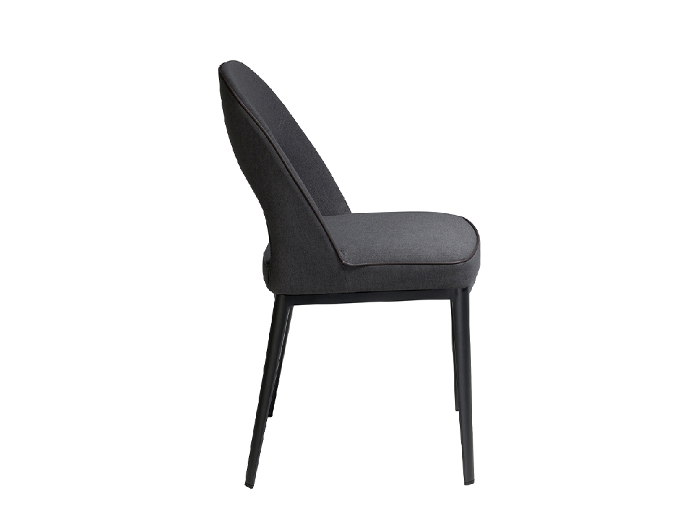 Chair upholstered in fabric with steel frame