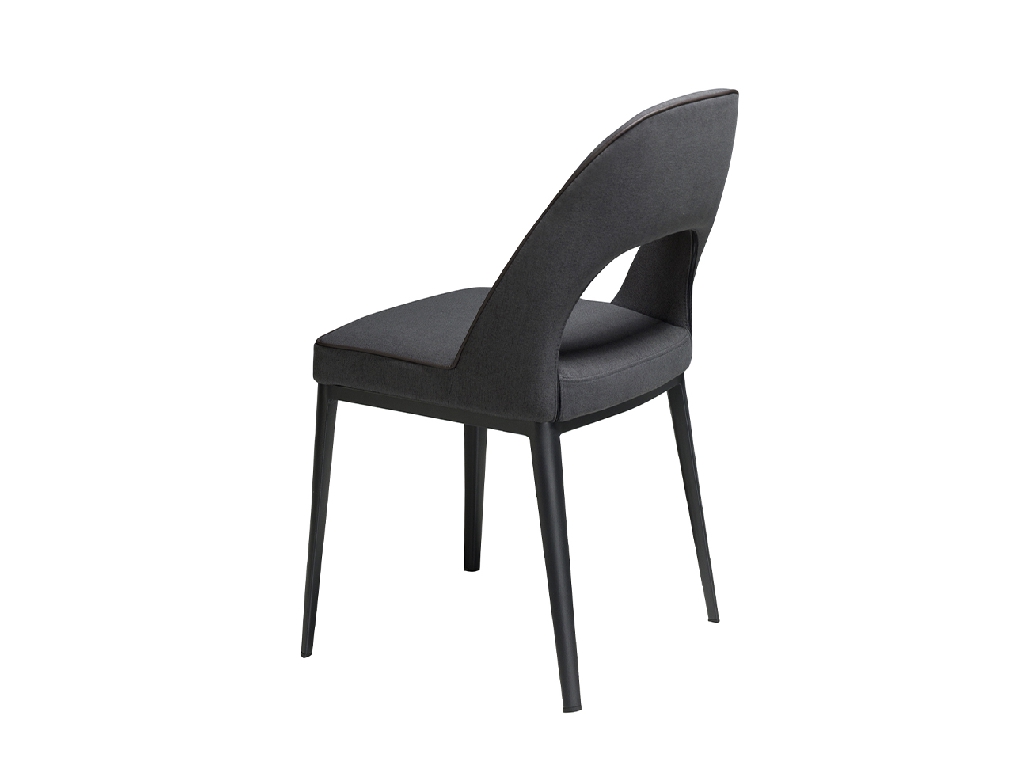 Chair upholstered in fabric with steel frame