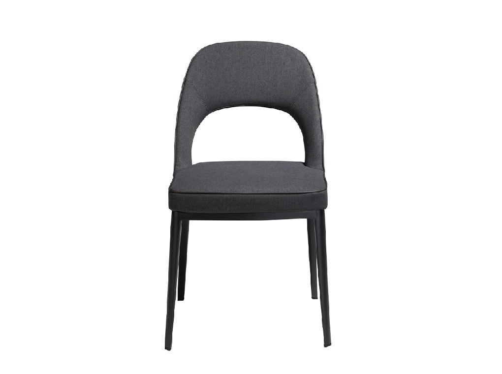 Chair upholstered in fabric with steel frame