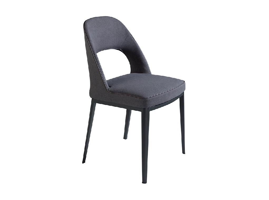 Chair upholstered in fabric with steel frame