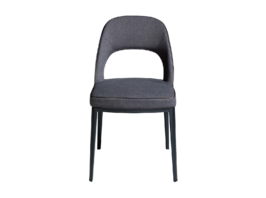 Chair upholstered in fabric with steel frame