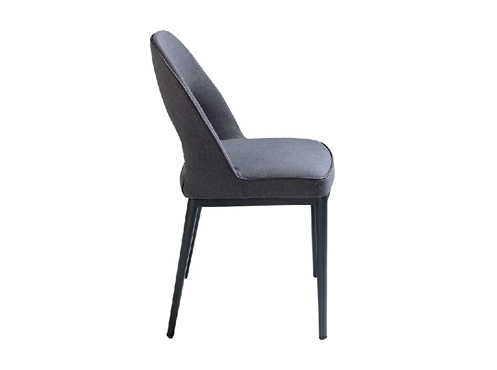 Chair upholstered in fabric with steel frame