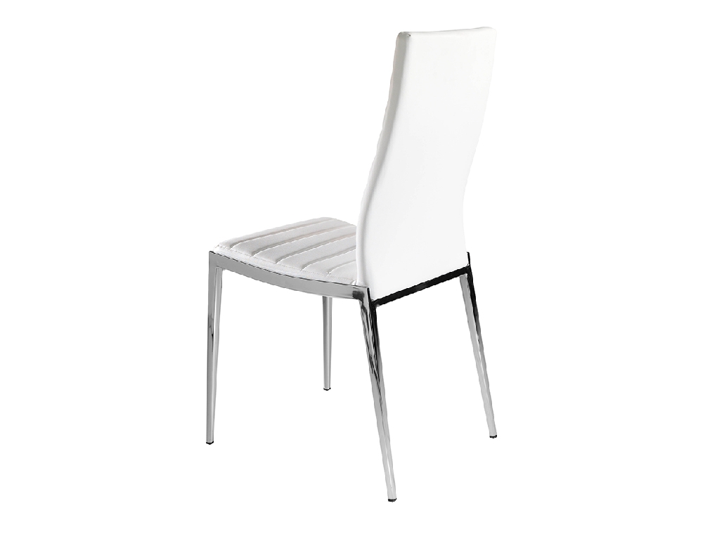 Chair upholstered in leatherette with chromed steel frame