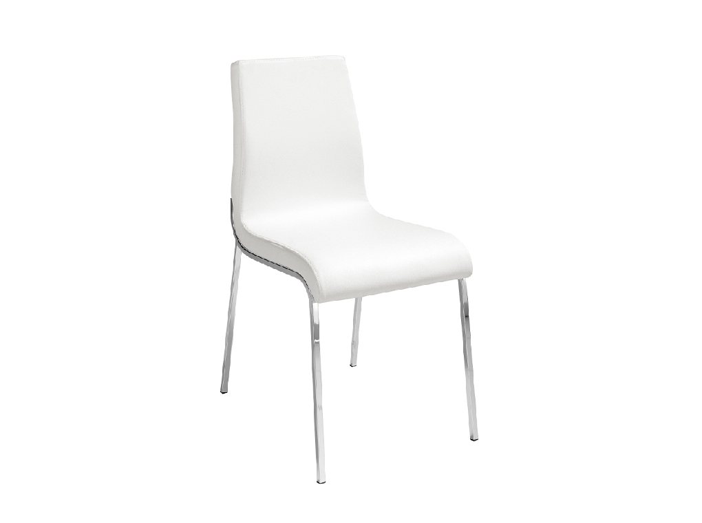 Chair upholstered in leatherette with chromed steel frame