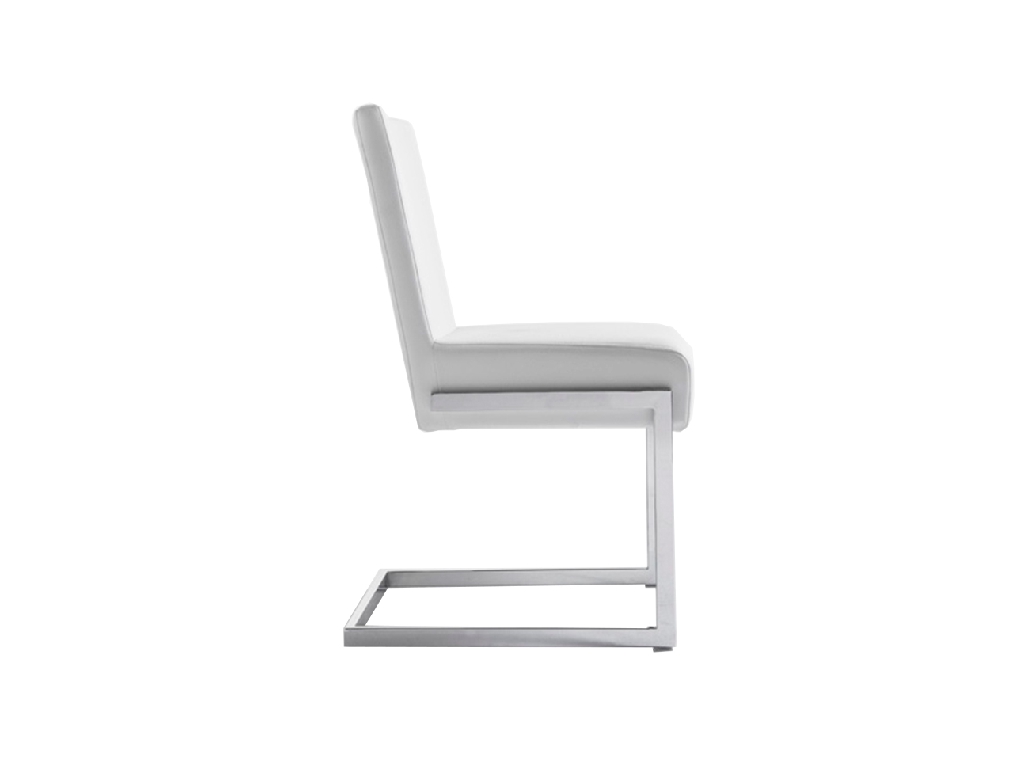 Chair upholstered in leatherette with chromed steel frame