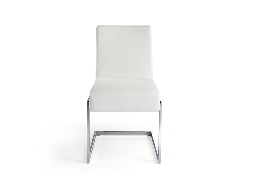 Chair upholstered in leatherette with chromed steel frame