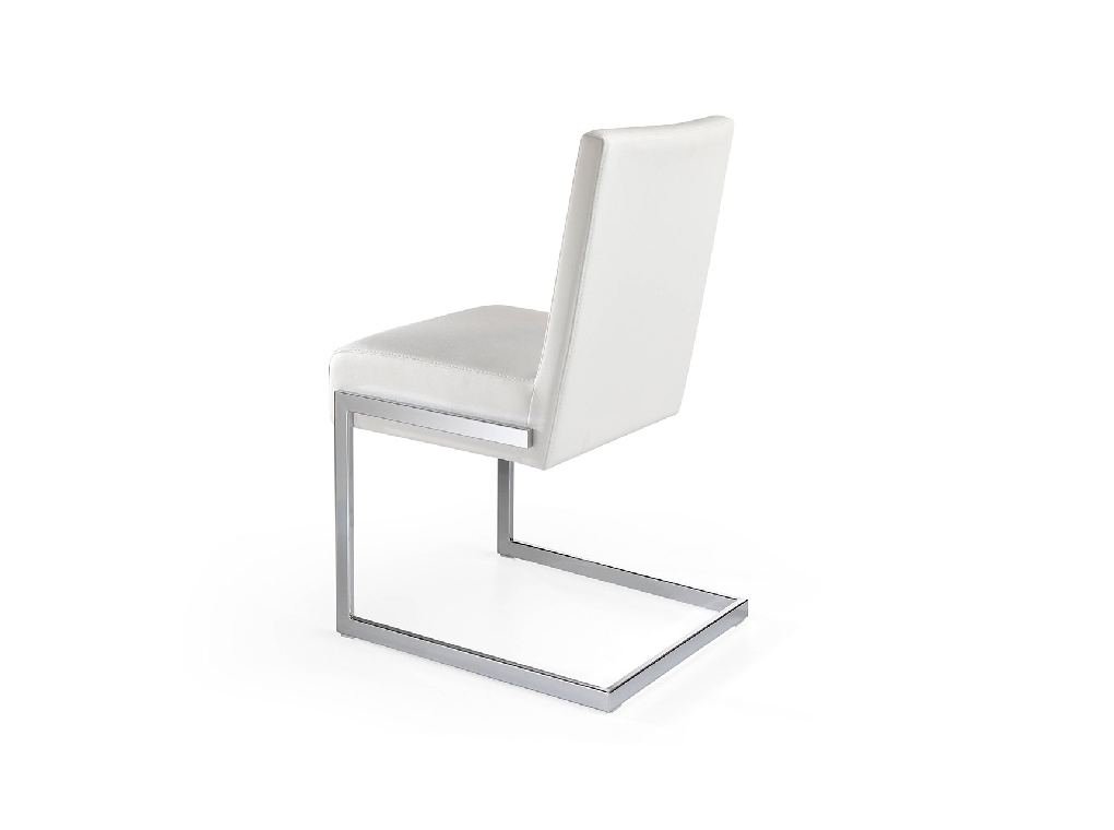 Chair upholstered in leatherette with chromed steel frame