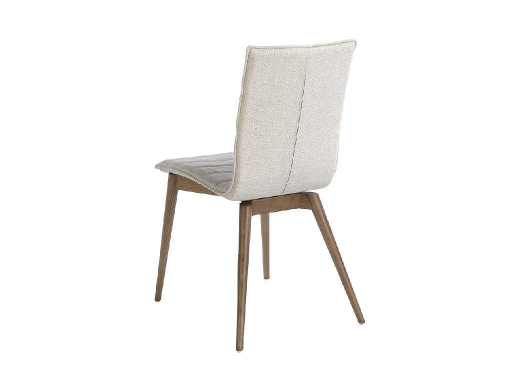 Chair upholstered in fabric with Walnut colored wooden legs