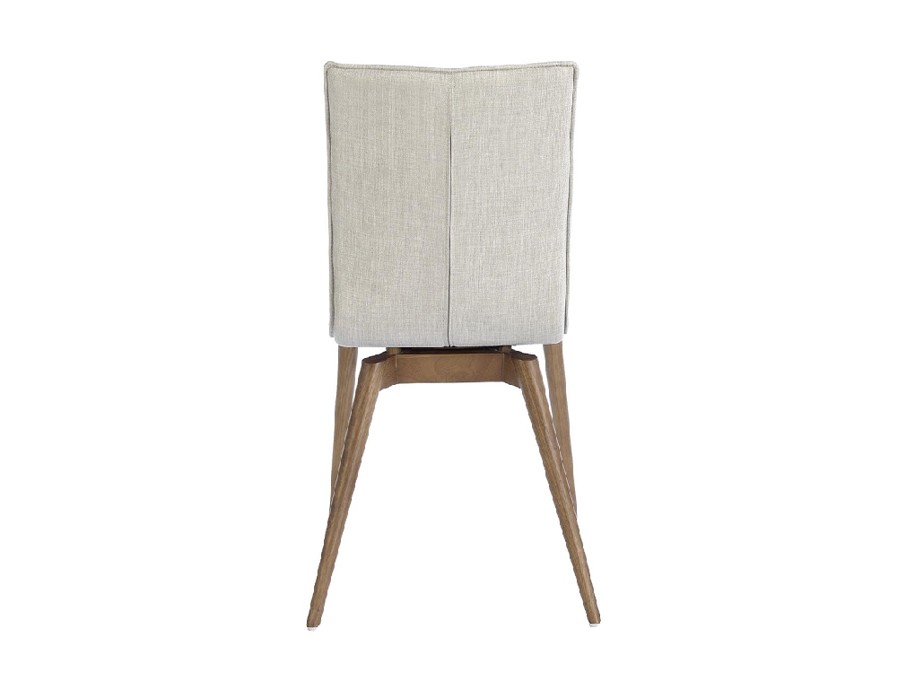 Chair upholstered in fabric with Walnut colored wooden legs