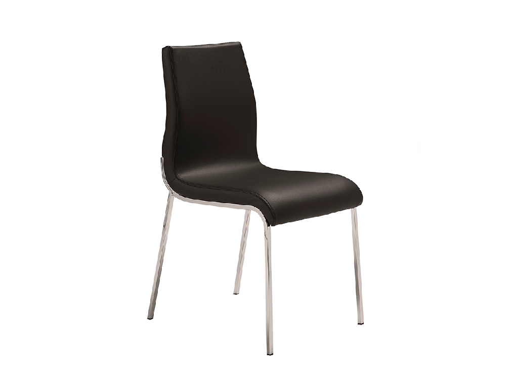 Chair upholstered in leatherette with chromed steel frame