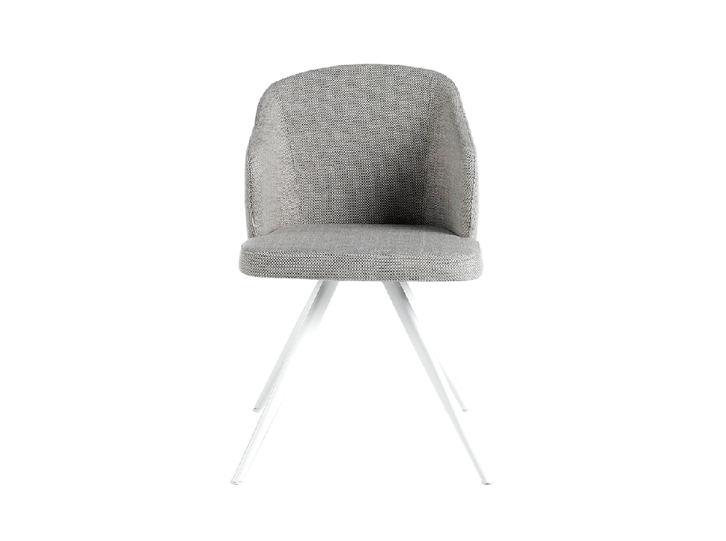 Chair upholstered in fabric with white steel legs