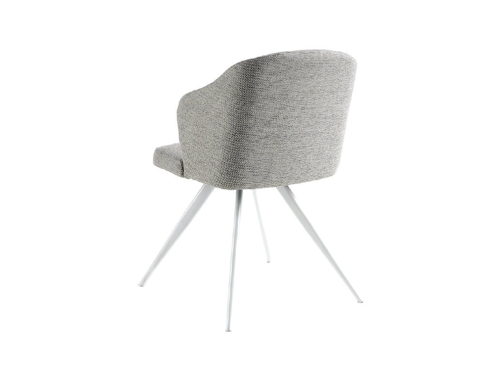 Chair upholstered in fabric with white steel legs