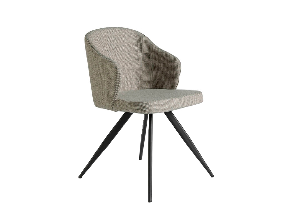 Chaise rembourrée en tissu avec pieds en acier noir