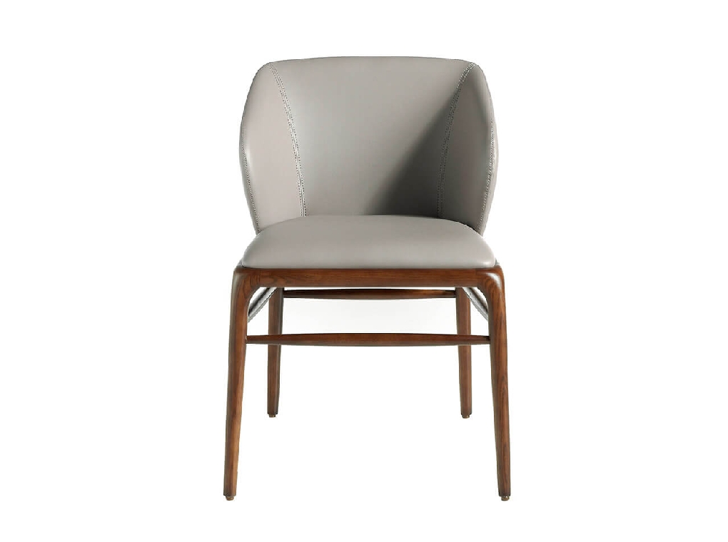 Chair upholstered in leatherette with Walnut colored wooden structure