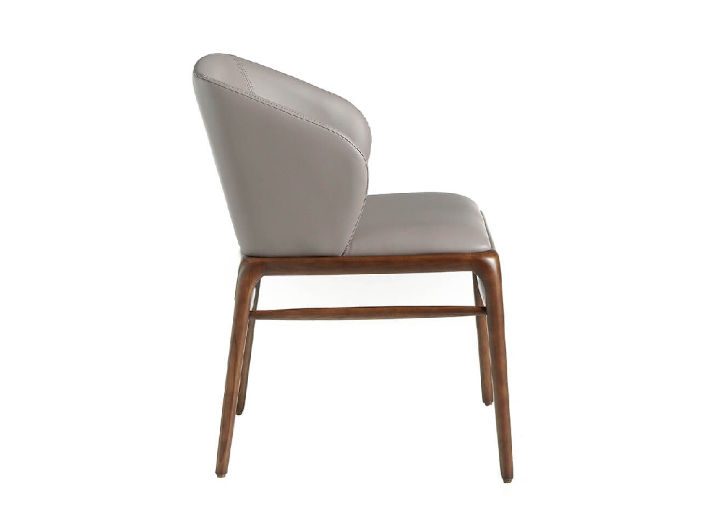 Chair upholstered in leatherette with Walnut colored wooden structure