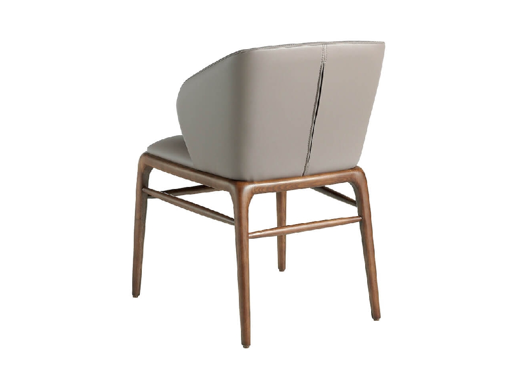 Chair upholstered in leatherette with Walnut colored wooden structure