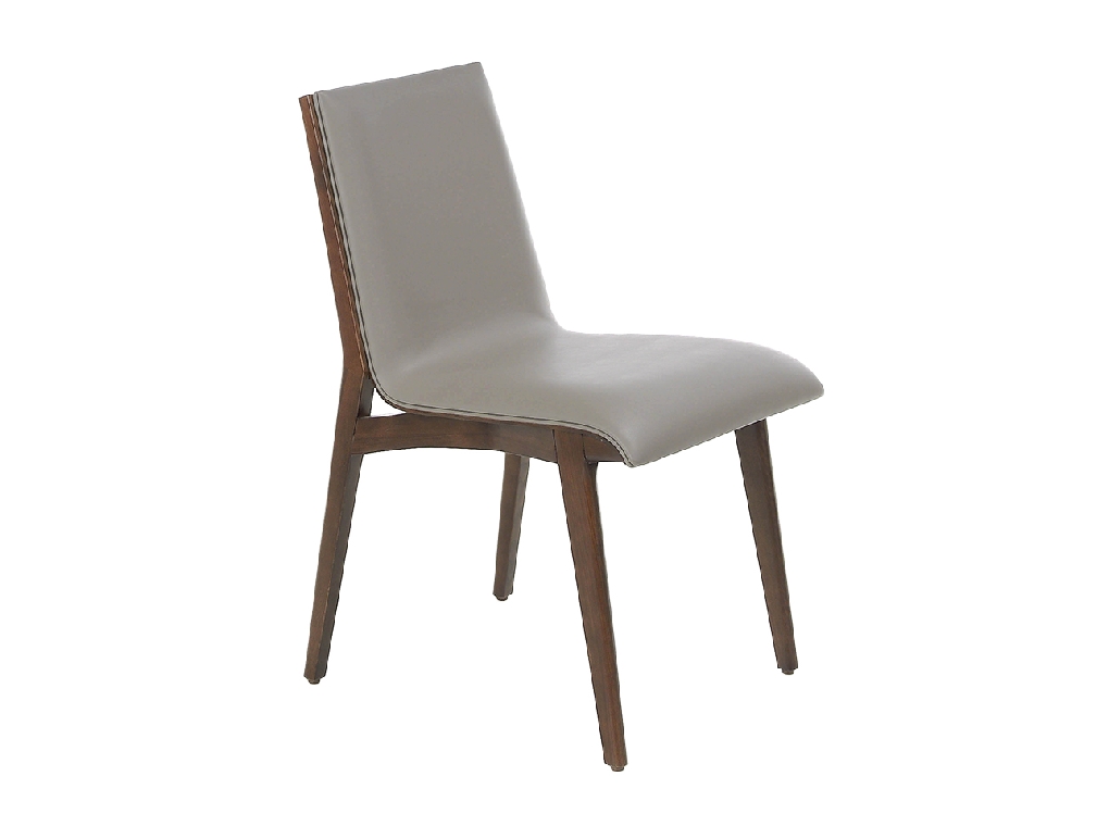 Chair upholstered in leatherette with Walnut colored wooden structure