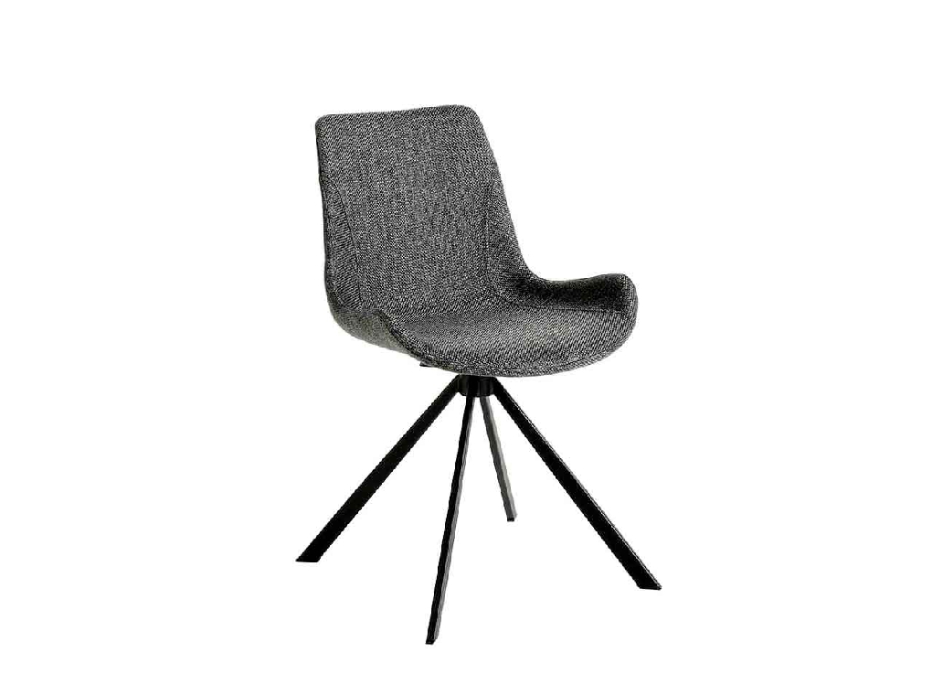 Вращающийся стул, обитый тканью, с ножками из черной стали