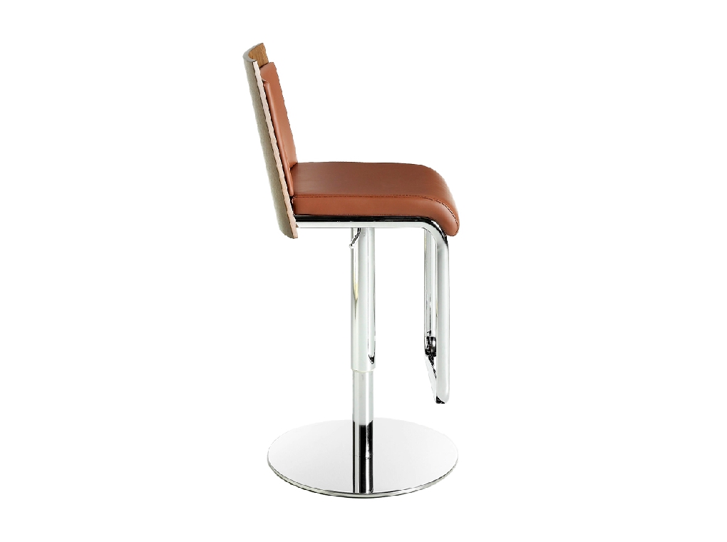 Stool upholstered in leatherette with chromed steel frame