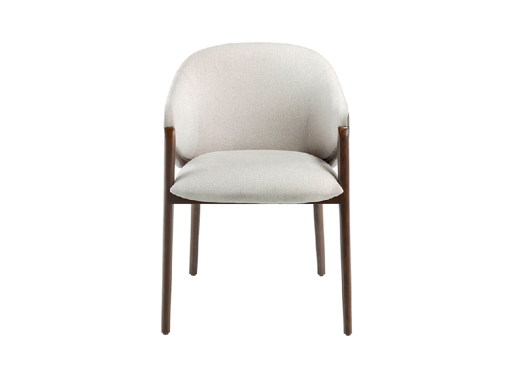 Chair upholstered in fabric and leatherette with Walnut colored wooden frame