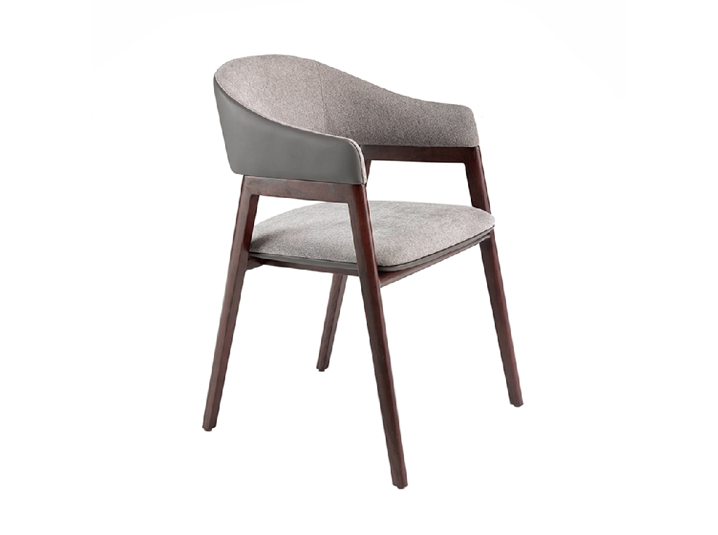 Chair upholstered in fabric and leatherette with Walnut colored wooden frame Chair upholstered in fabric and leatherette with Walnut colored wooden frame