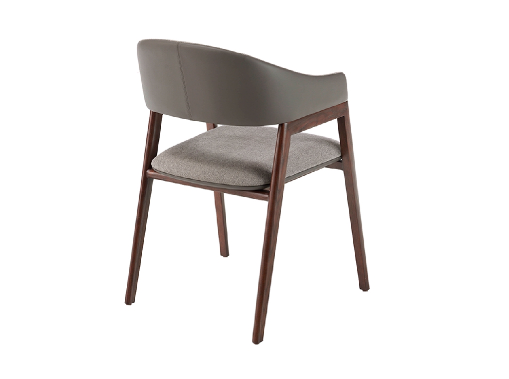 Stuhl aus Stoff und Kunstleder mit nussbaumfarbenem Holzrahmen