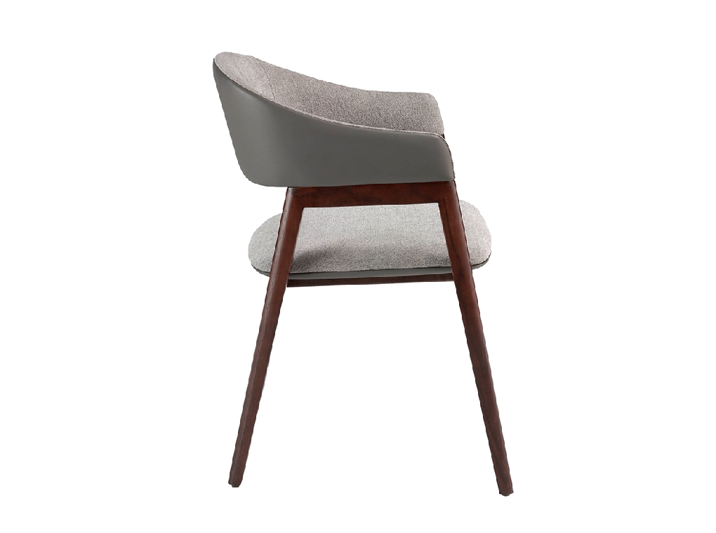 Chair upholstered in fabric and leatherette with Walnut colored wooden frame