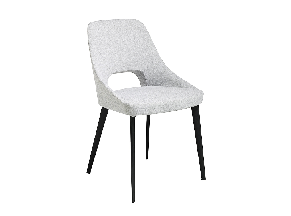 Fabric upholstered chair with black steel legs