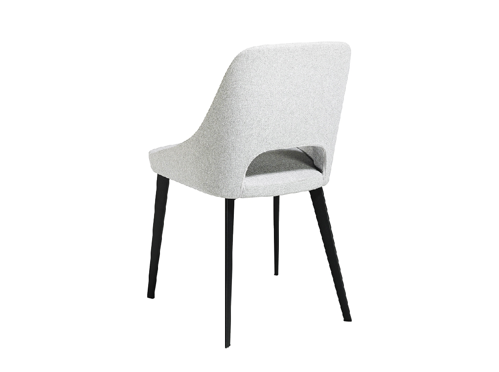 Fabric upholstered chair with black steel legs