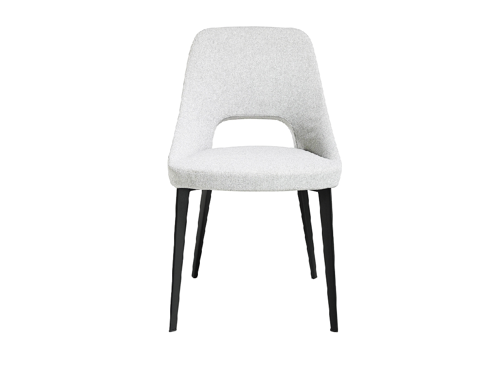 Fabric upholstered chair with black steel legs