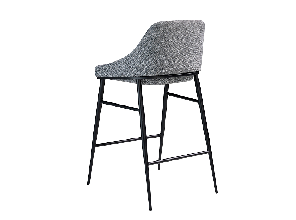 Stool upholstered in fabric with black and gold steel structure