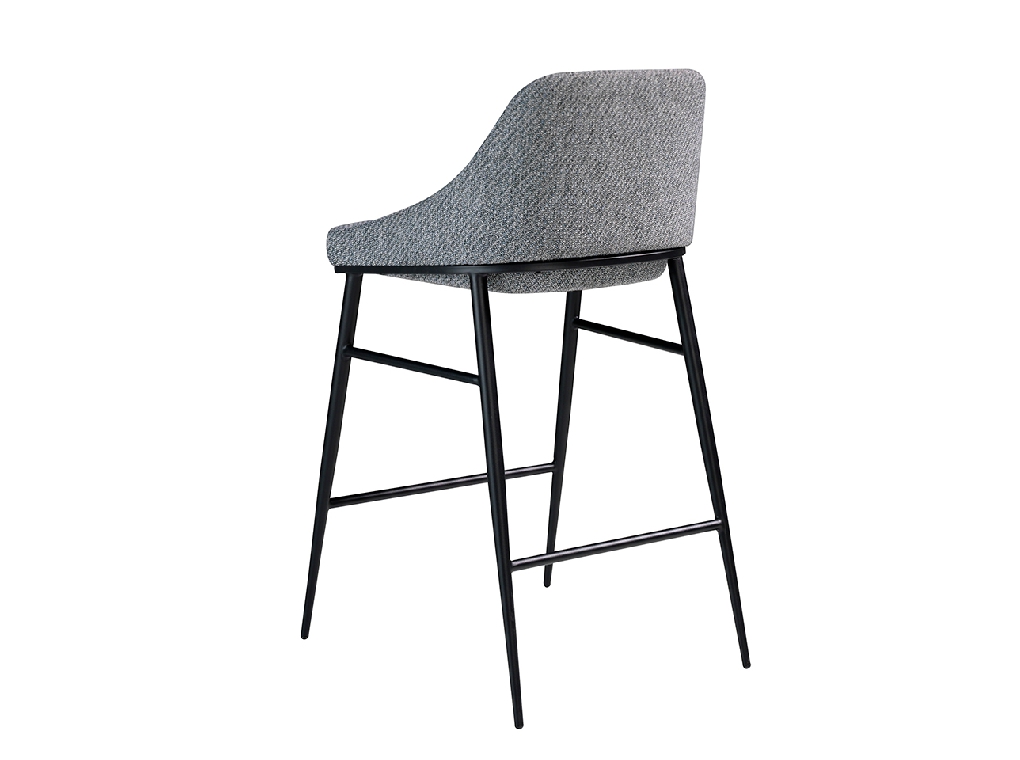 Tabouret rembourré en tissu avec structure en acier noir