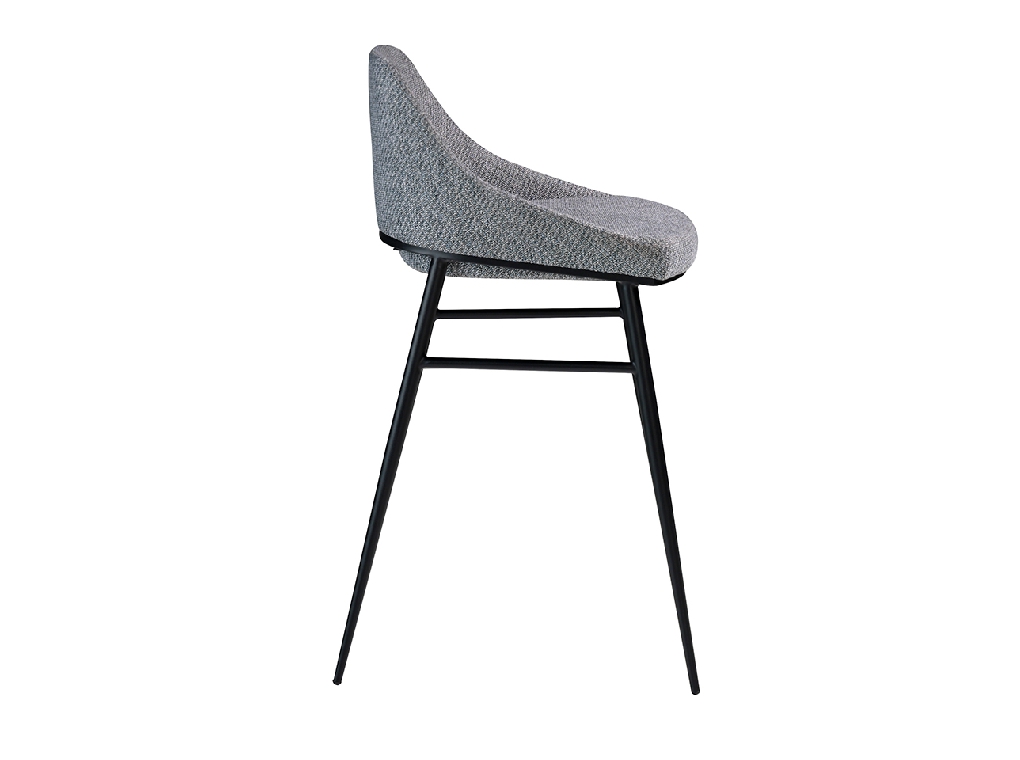 Tabouret rembourré en tissu avec structure en acier noir