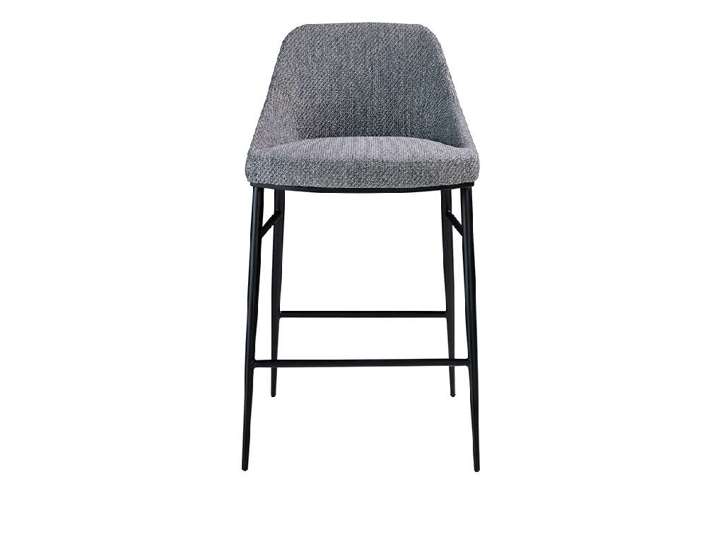 Tabouret rembourré en tissu avec structure en acier noir