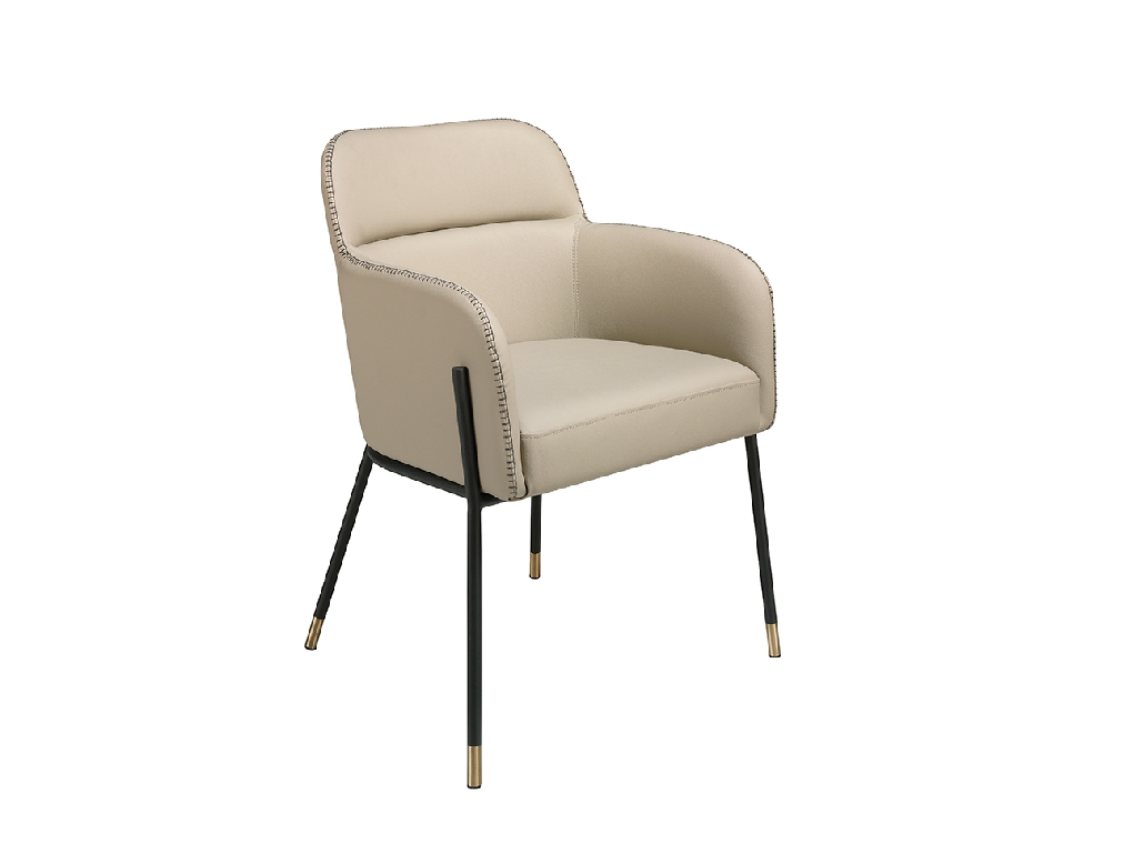 Chair upholstered in eco-leather with black and gold steel structure