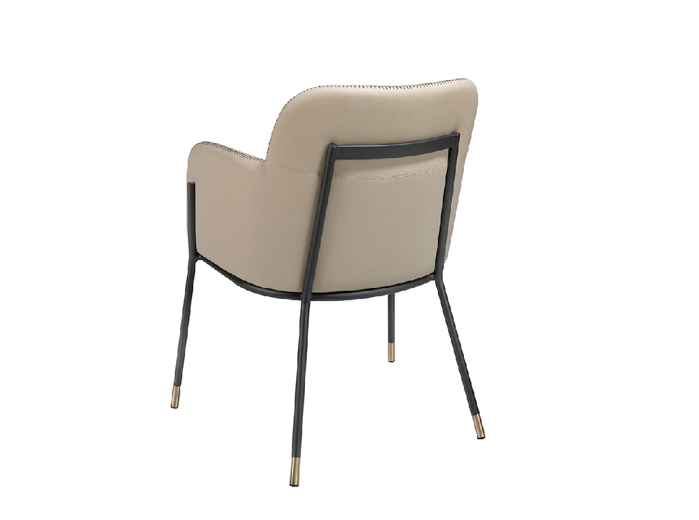 Chair upholstered in eco-leather with black and gold steel structure