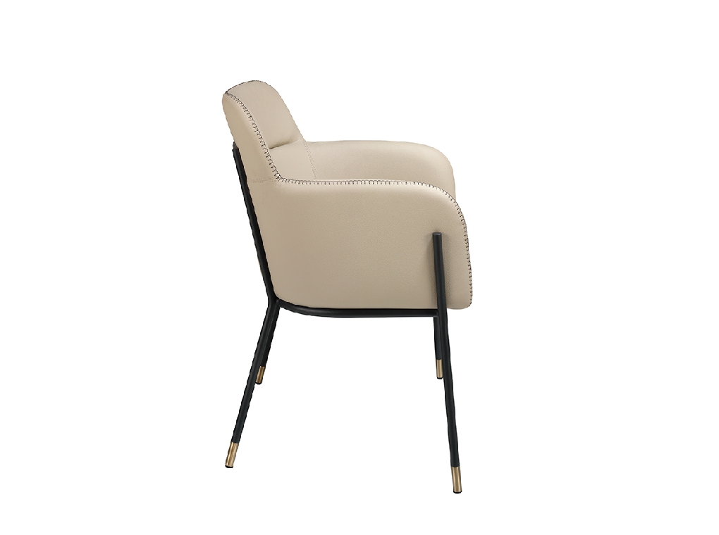 Chair upholstered in eco-leather with black and gold steel structure