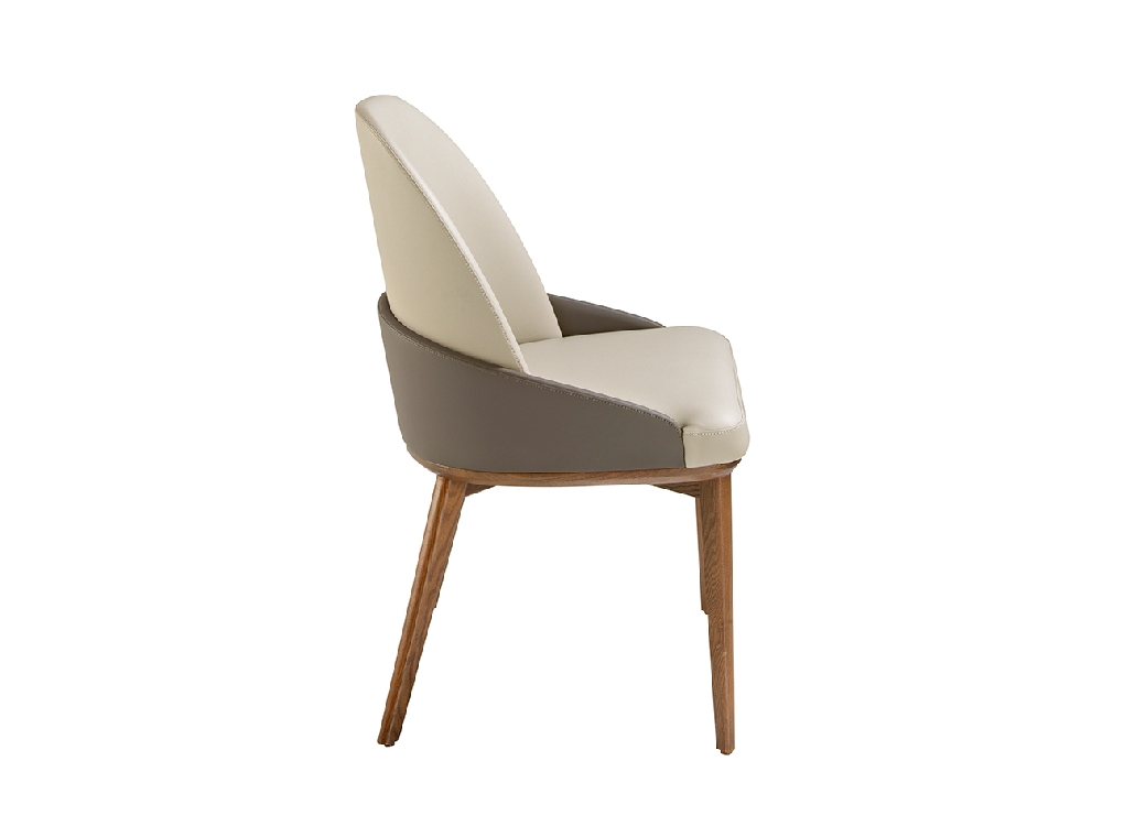 Dining chair upholstered in eco-leather with ash wood legs